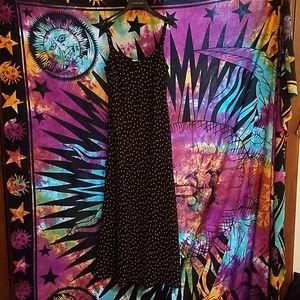 Black and lilac polka dot dress